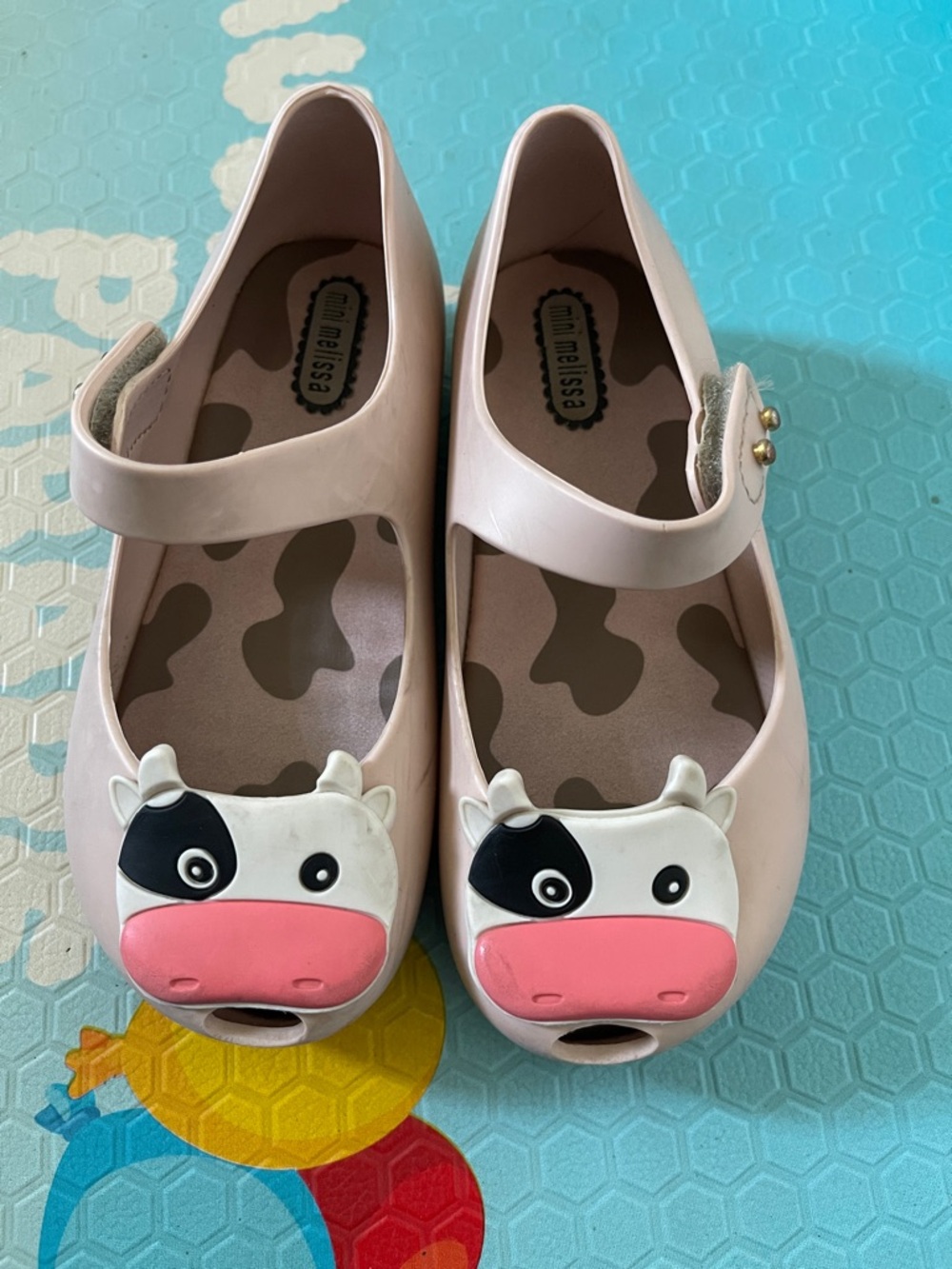 Mini Melissa Light Pink Cow Mary Jane Sandals with Cow Face